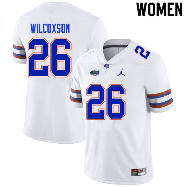 Women #26 Kamar Wilcoxson Florida Gators College Football Jerseys White